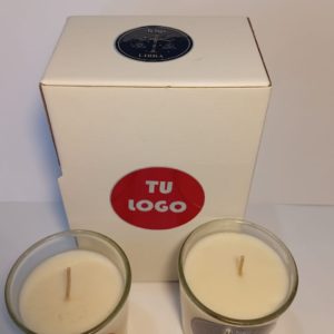 VELAS DE SOJA, AROMATIZADAS CON TU LOGO EN VASO DE 250 CC